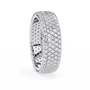 full eternity band features five continuous rows of micro-pave set Round Brilliant Diamonds, creating a literal "Wall of Light" around the finger
