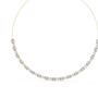Gold necklace with embedded diamonds on a white background