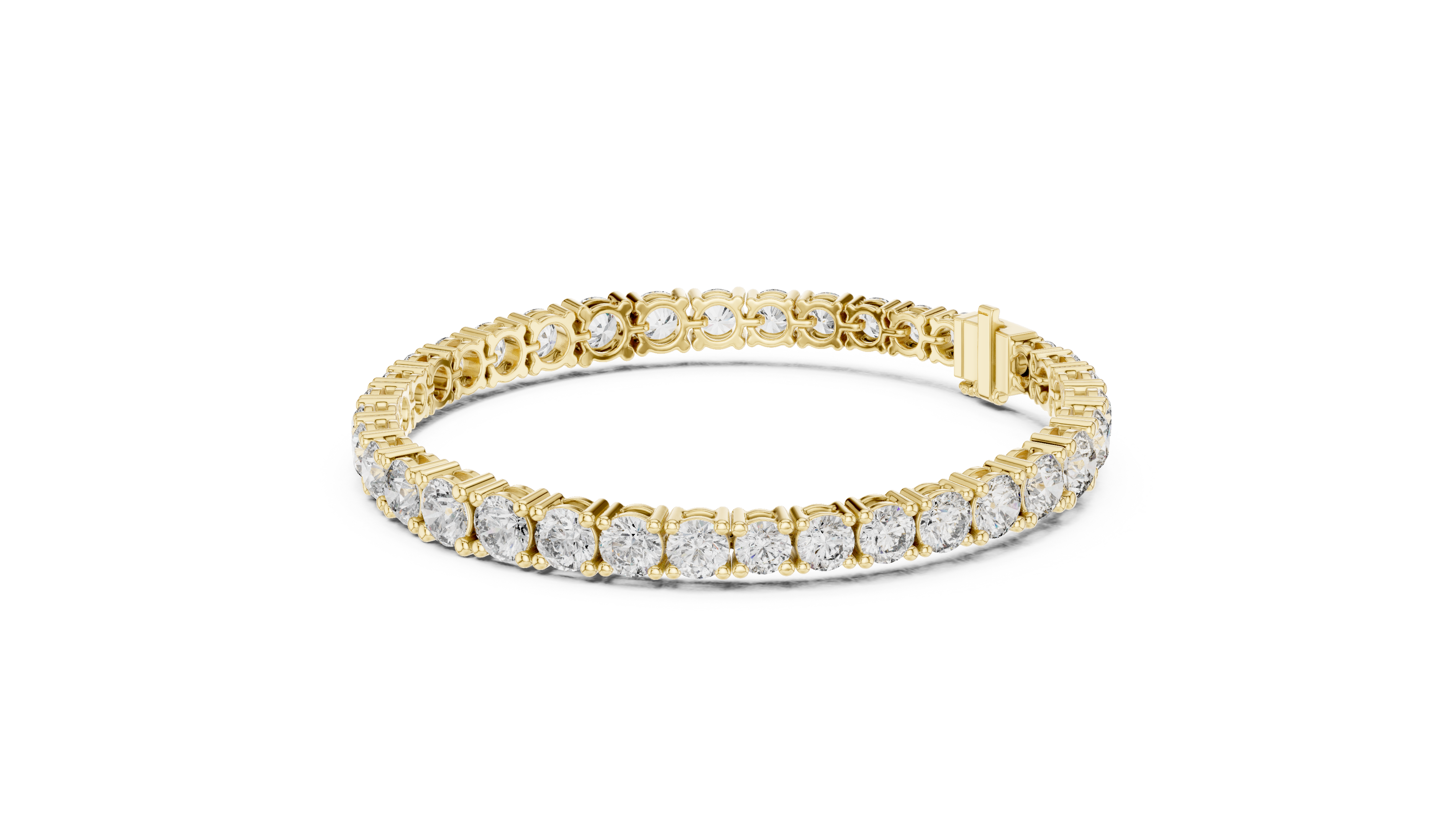 Gold bracelet with diamonds on a white background
