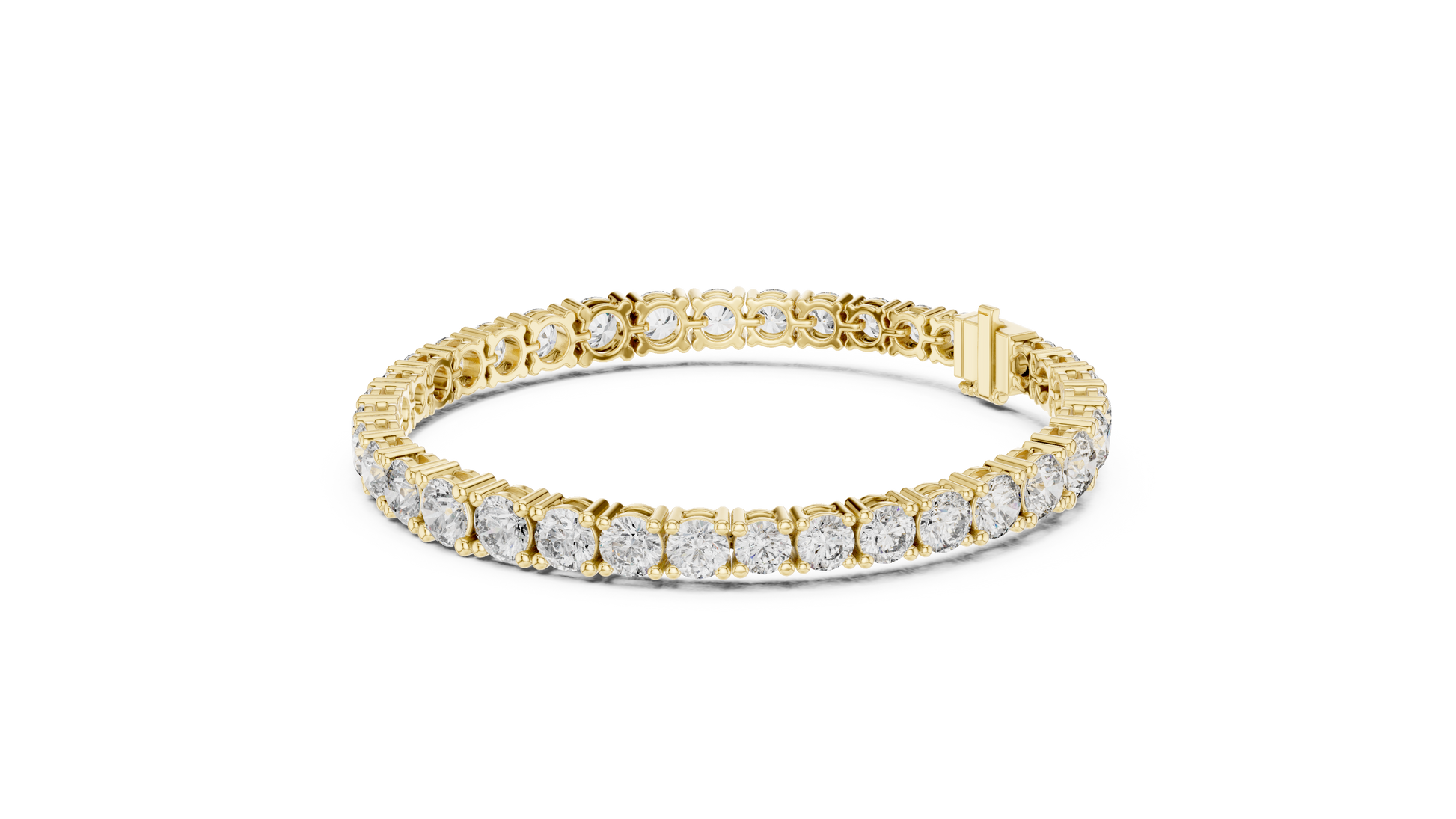 Gold bracelet with diamonds on a white background