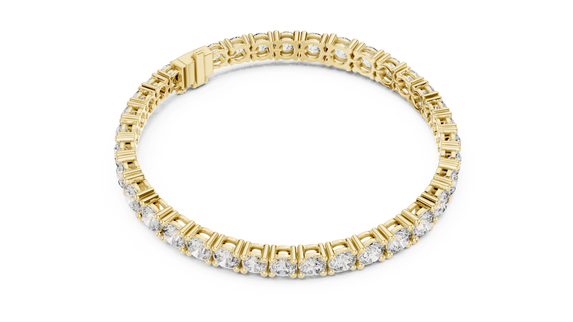 Gold bracelet with diamond accents on a white background