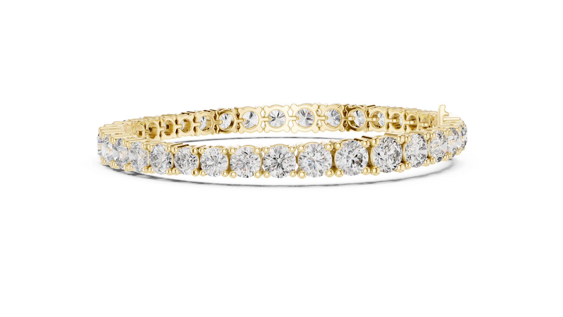 Gold bracelet with diamond accents on a white background