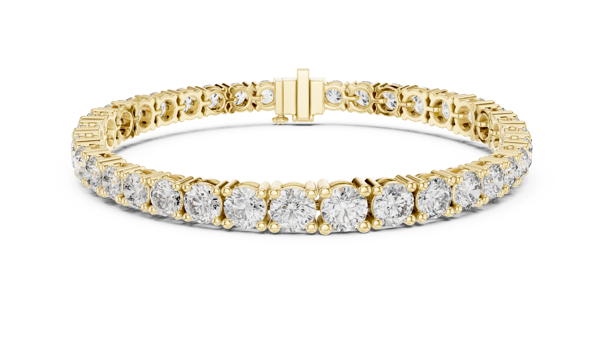 Gold bracelet with diamond stones on a white background