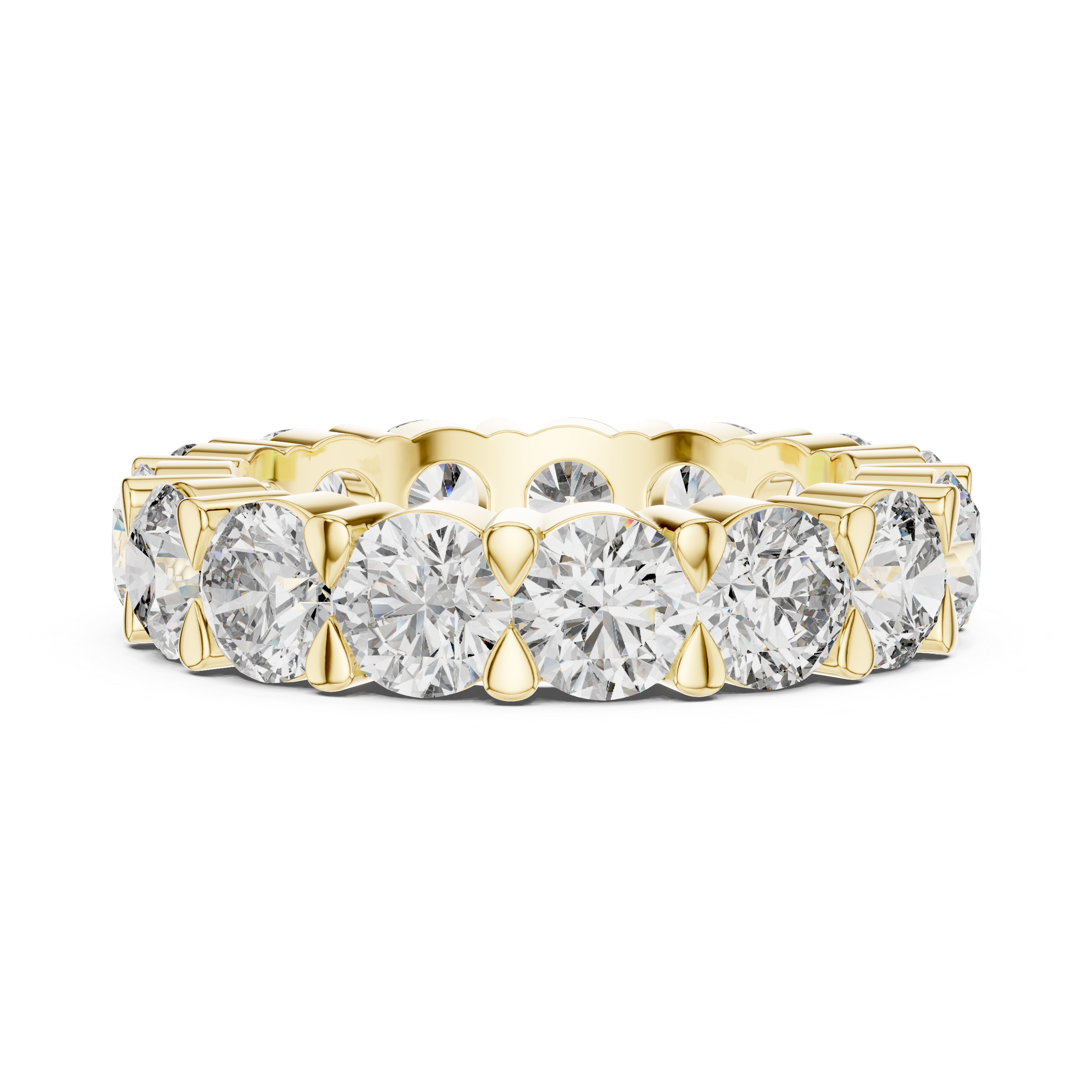 eternity band showcases a continuous, breathtaking circle of Round Brilliant Diamonds