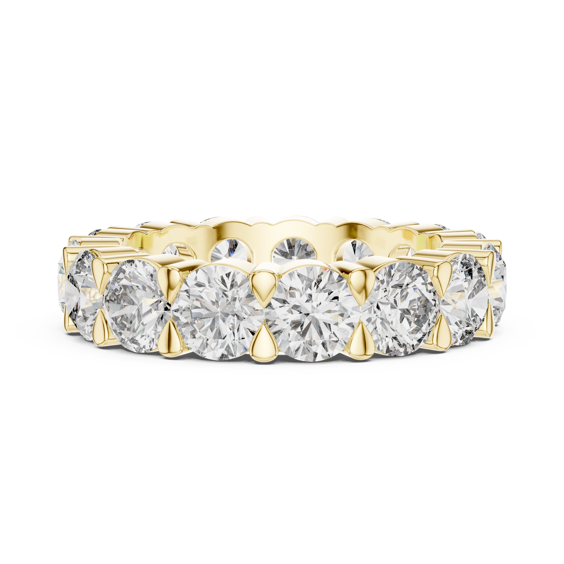 eternity band showcases a continuous, breathtaking circle of Round Brilliant Diamonds