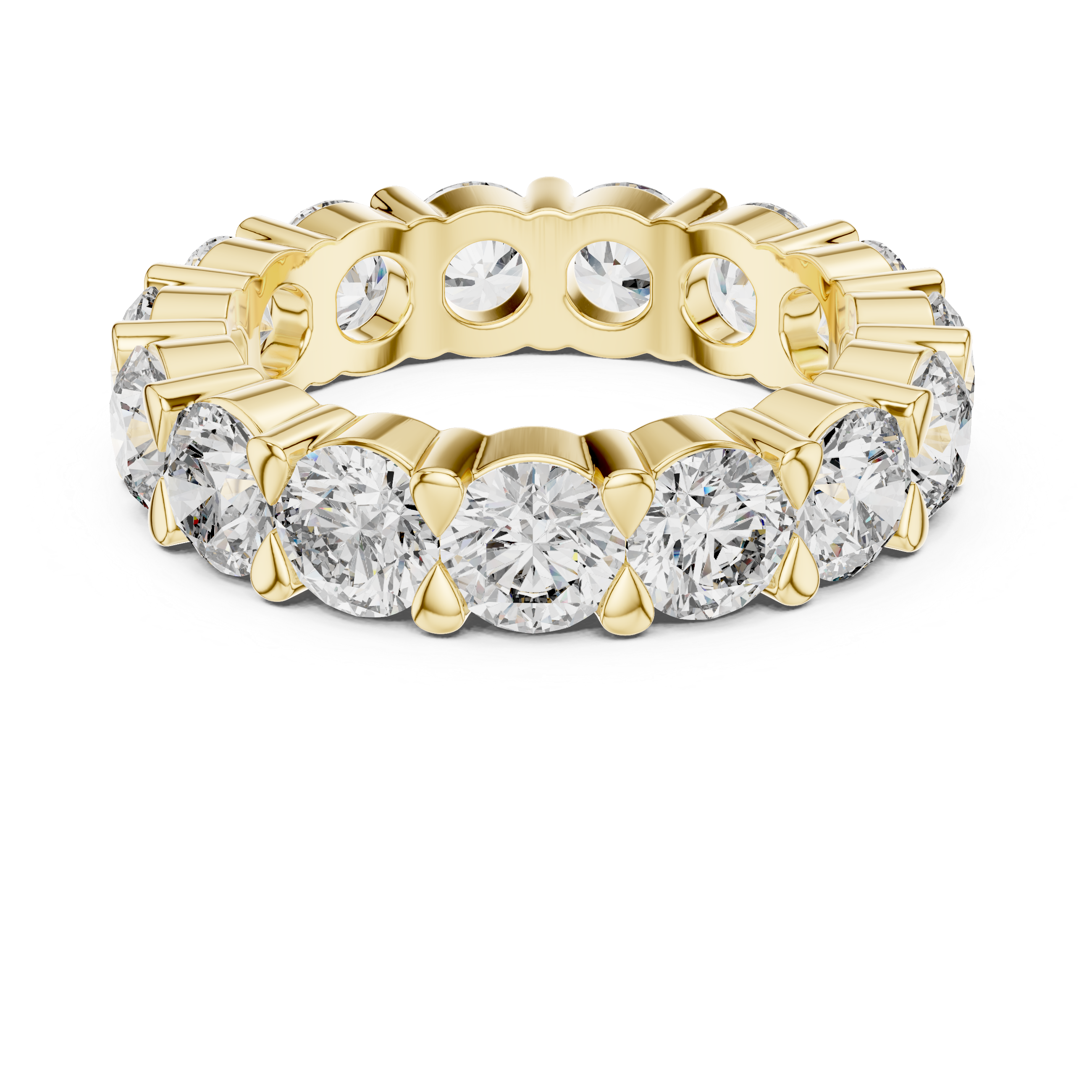 eternity band showcases a continuous, breathtaking circle of Round Brilliant Diamonds