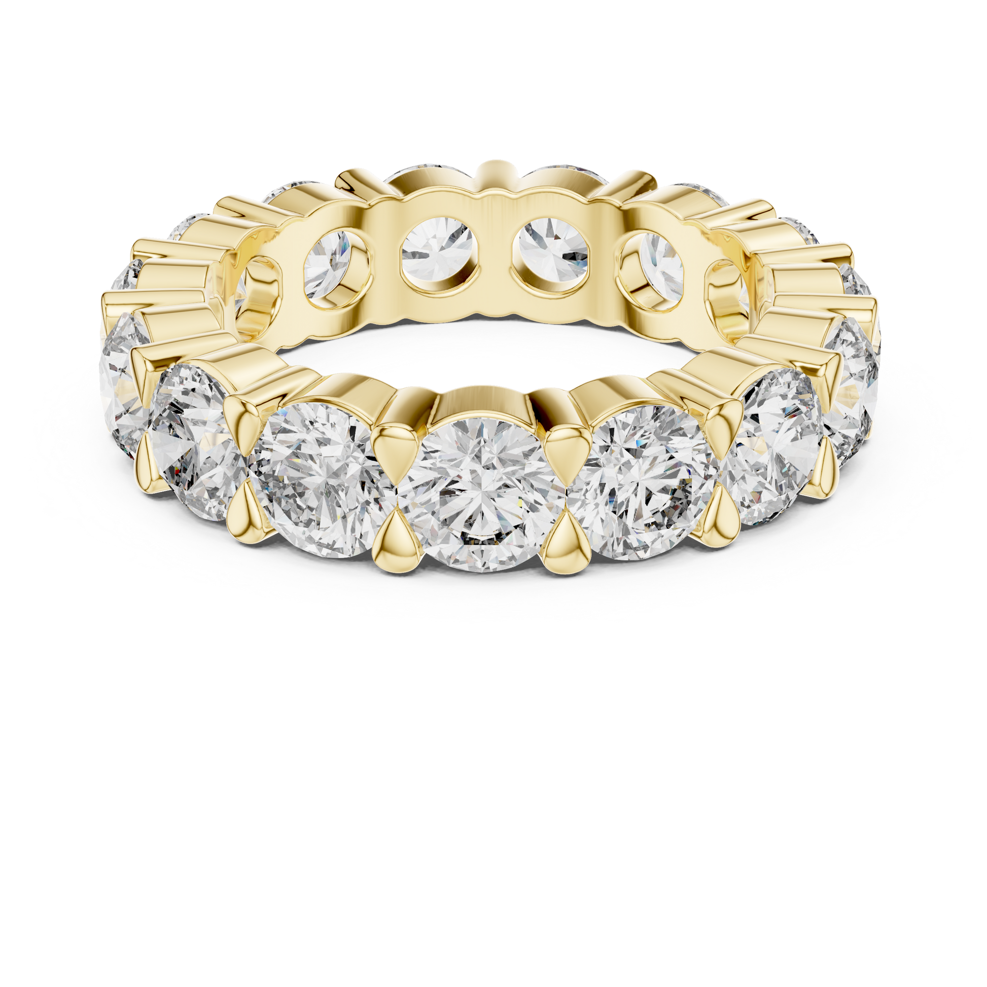 eternity band showcases a continuous, breathtaking circle of Round Brilliant Diamonds