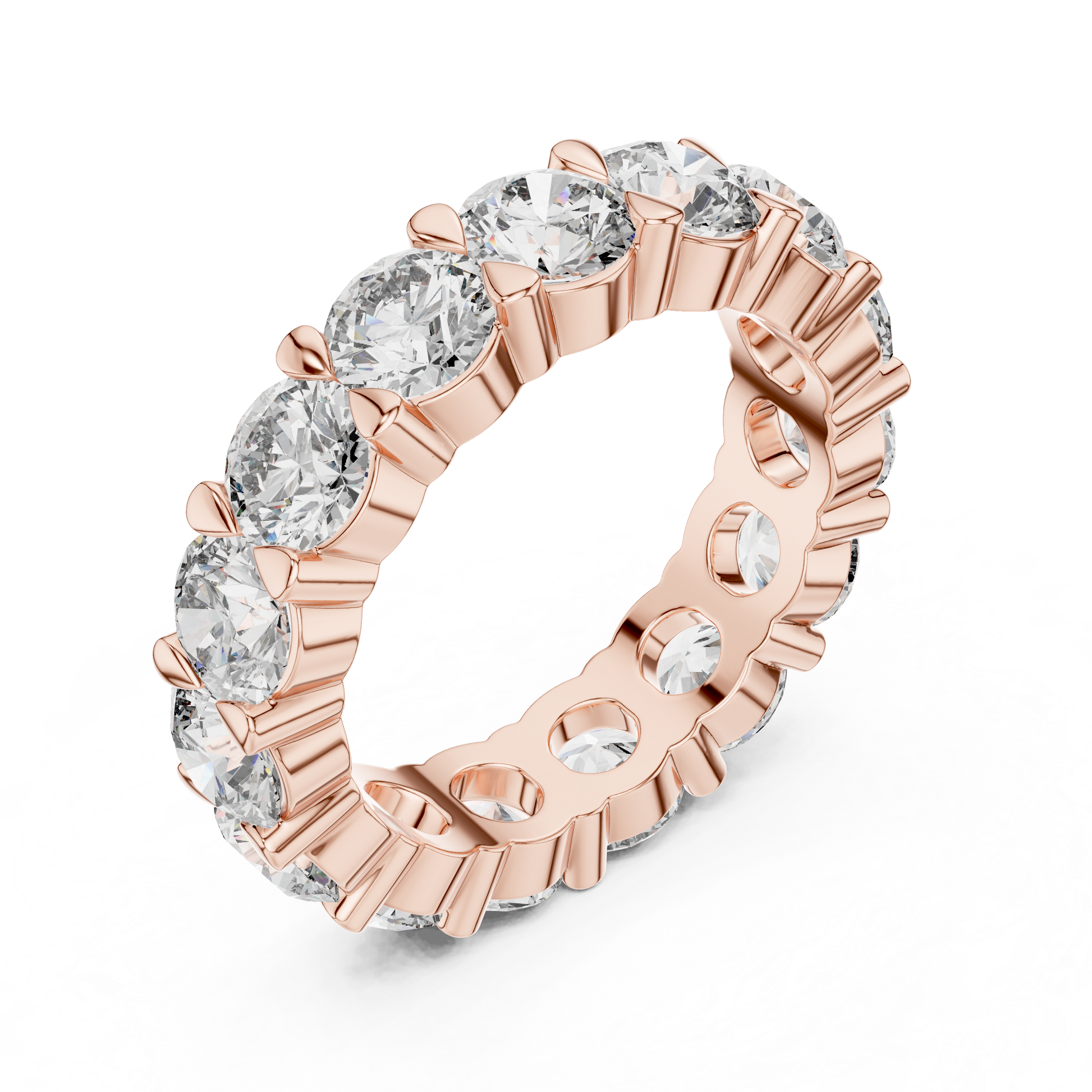 eternity band showcases a continuous, breathtaking circle of Round Brilliant Diamonds
