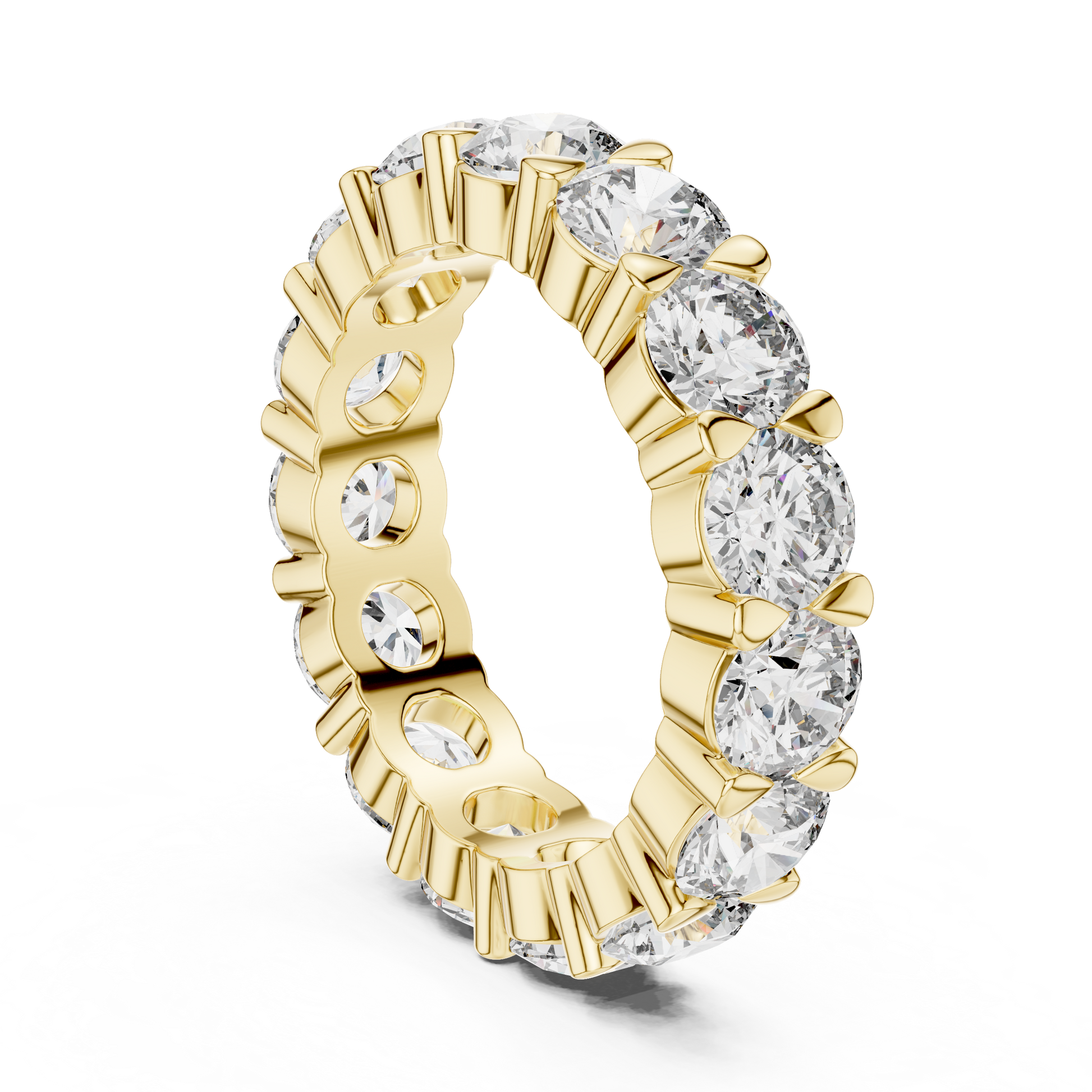 eternity band showcases a continuous, breathtaking circle of Round Brilliant Diamonds