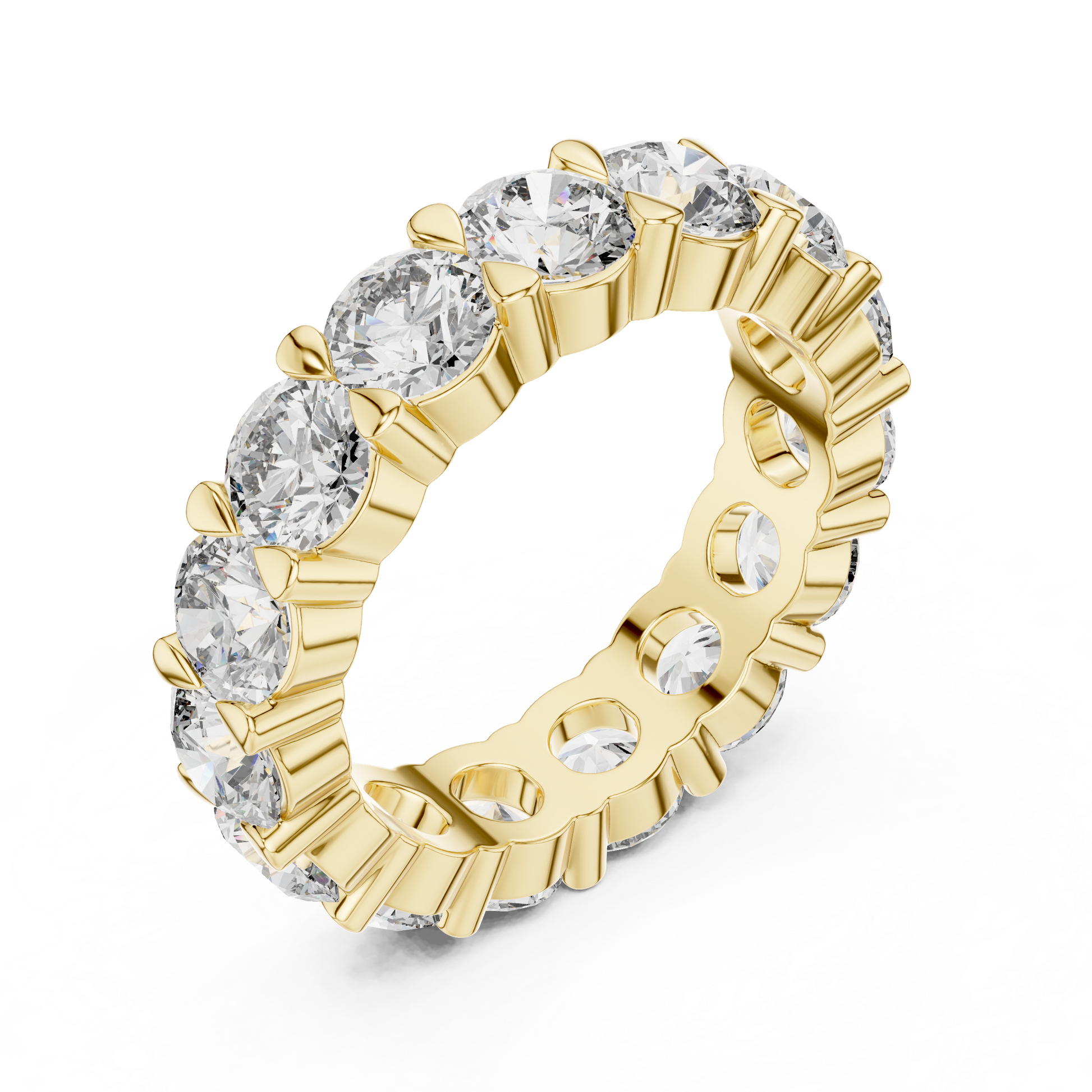eternity band showcases a continuous, breathtaking circle of Round Brilliant Diamonds