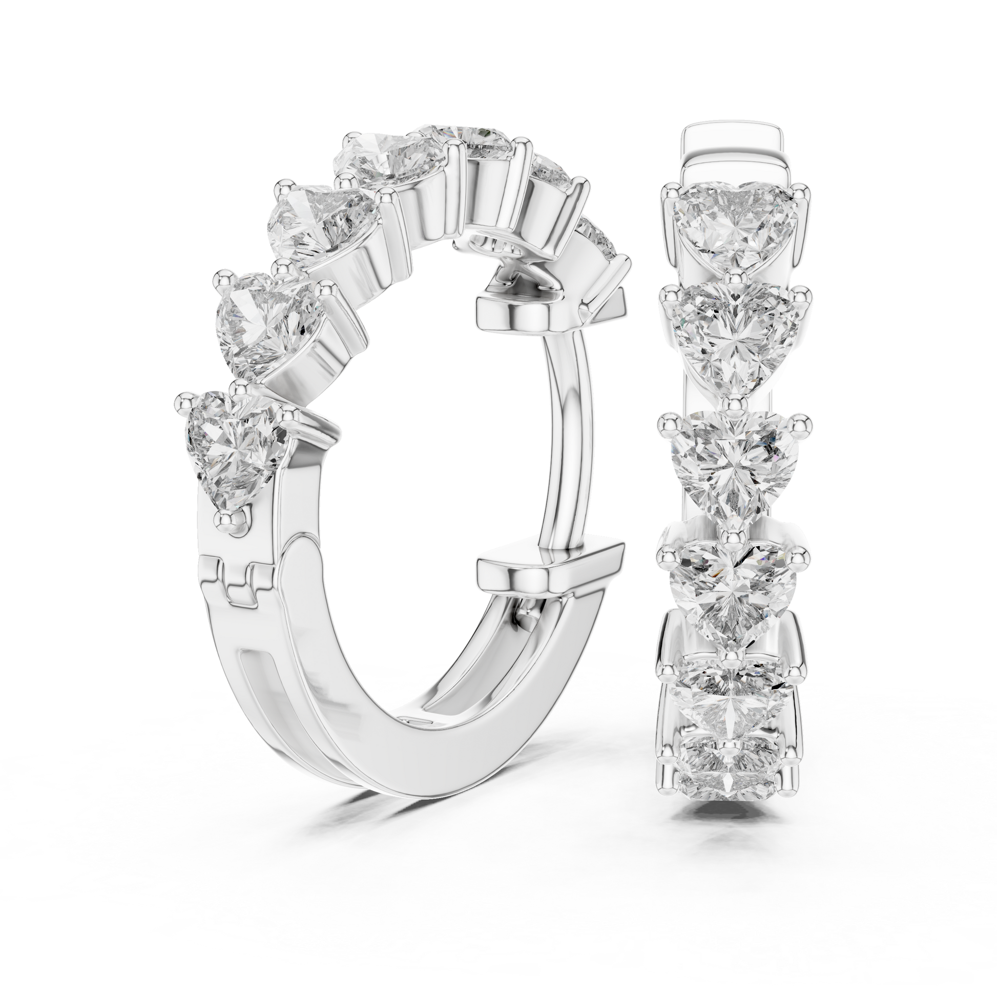 Diamond hoop earrings on a white background