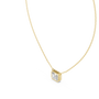 Gold necklace with a emerald pendant on a white background