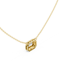 Gold necklace with a emerald diamond pendant on a white background