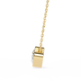 Gold necklace with a oval diamond pendant on a white background