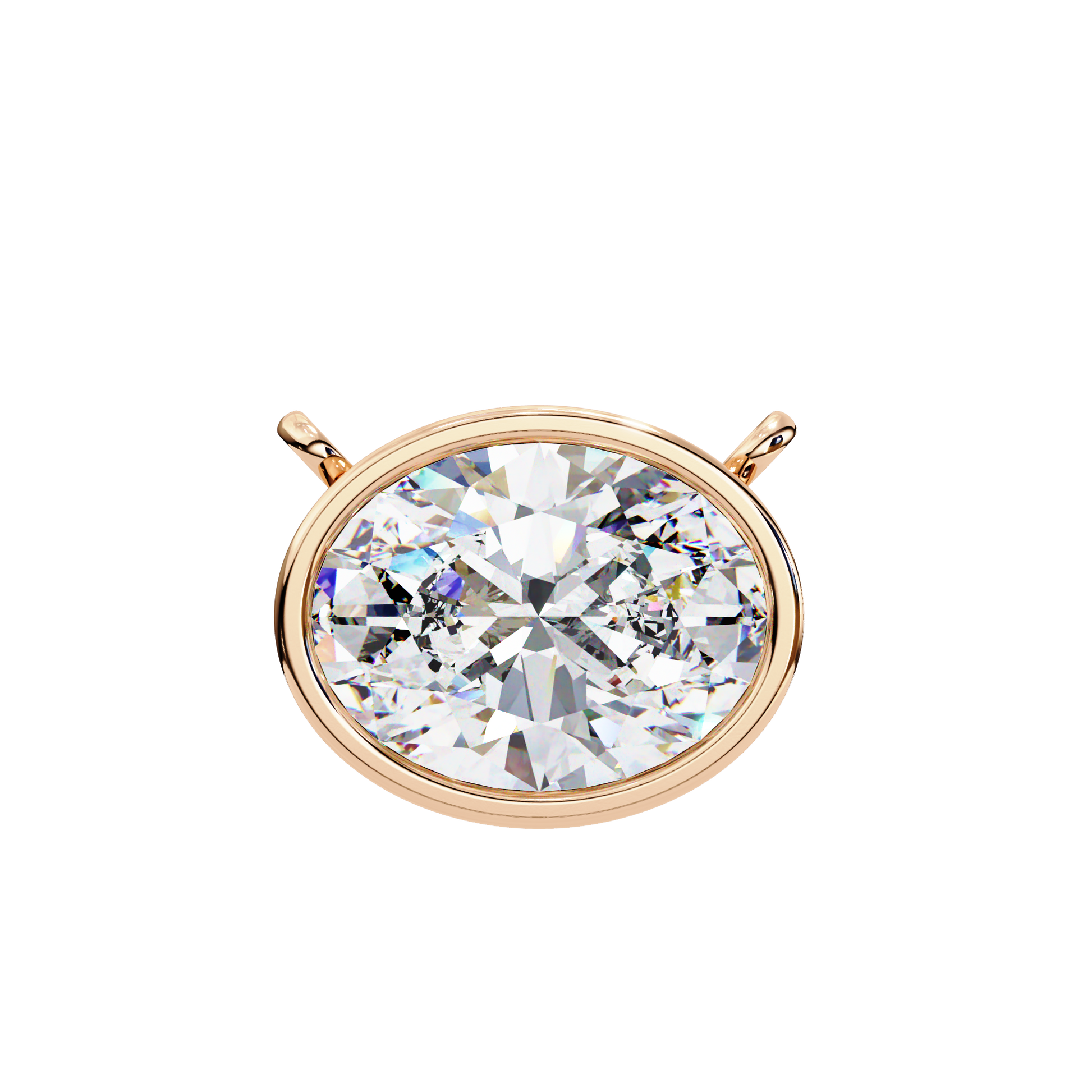 Gold pendant with a large diamond on a white background