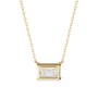 Radiant-cut diamond set horizontally in a secure 18K Gold bezel