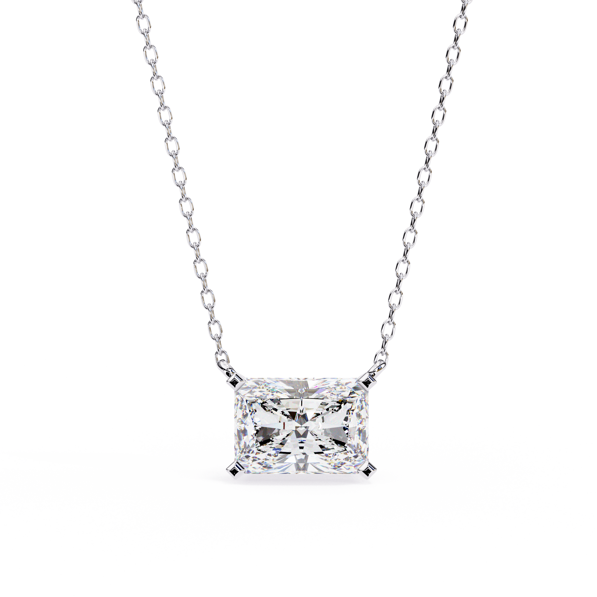 Radiant-cut diamond set horizontally in a secure 18K Gold bezel