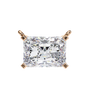 Radiant-cut diamond set horizontally in a secure 18K Gold bezel
