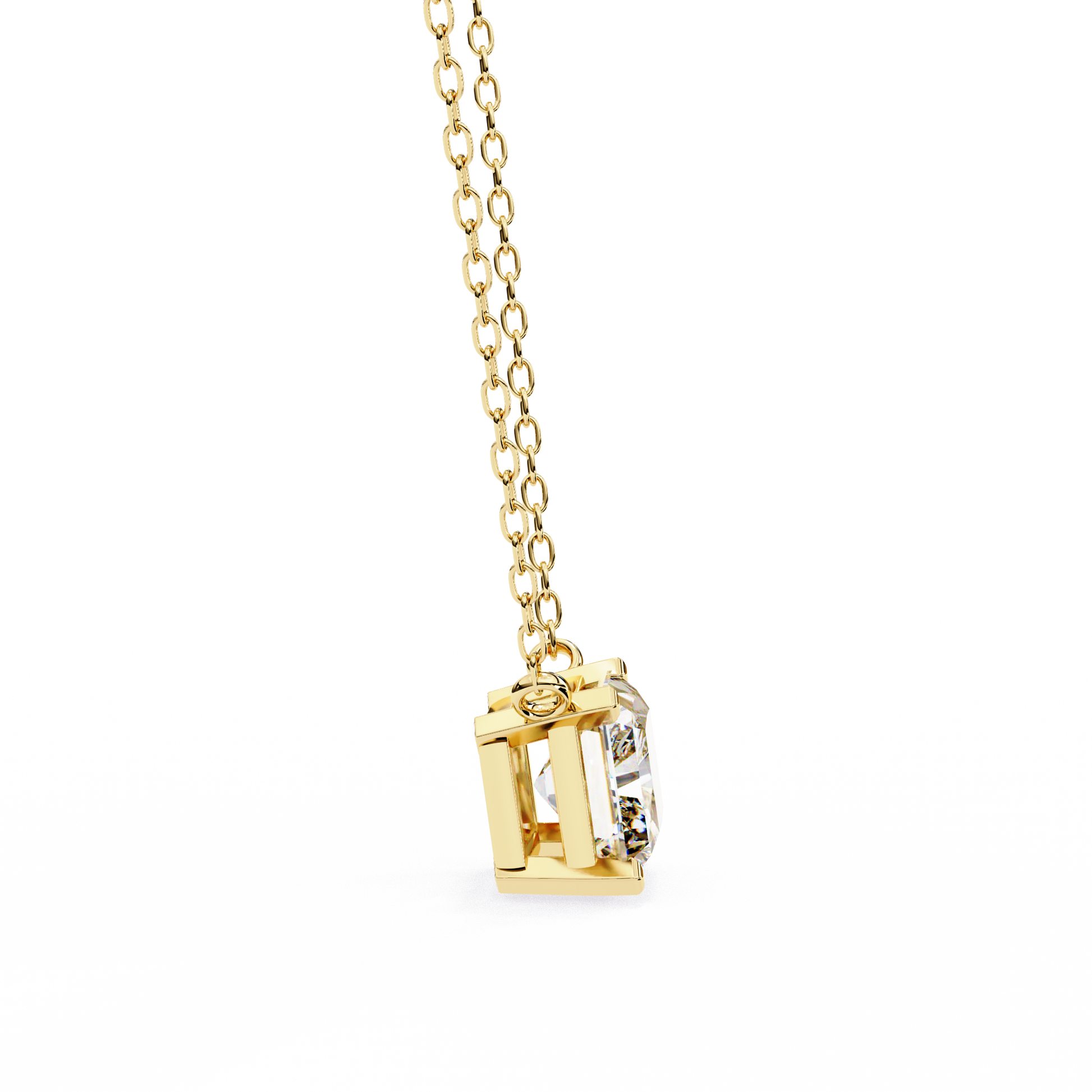 Radiant-cut diamond set horizontally in a secure 18K Gold bezel