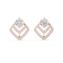 Rose Gold earrings with diamonds on a white background