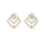 Gold earrings with diamonds on a white background