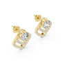 Gold earrings with diamonds on a white background