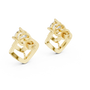 Gold earrings with diamonds on a white background