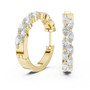 Gold hoop earrings with diamonds on a white background
