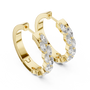 Gold hoop earrings with diamonds on a white background