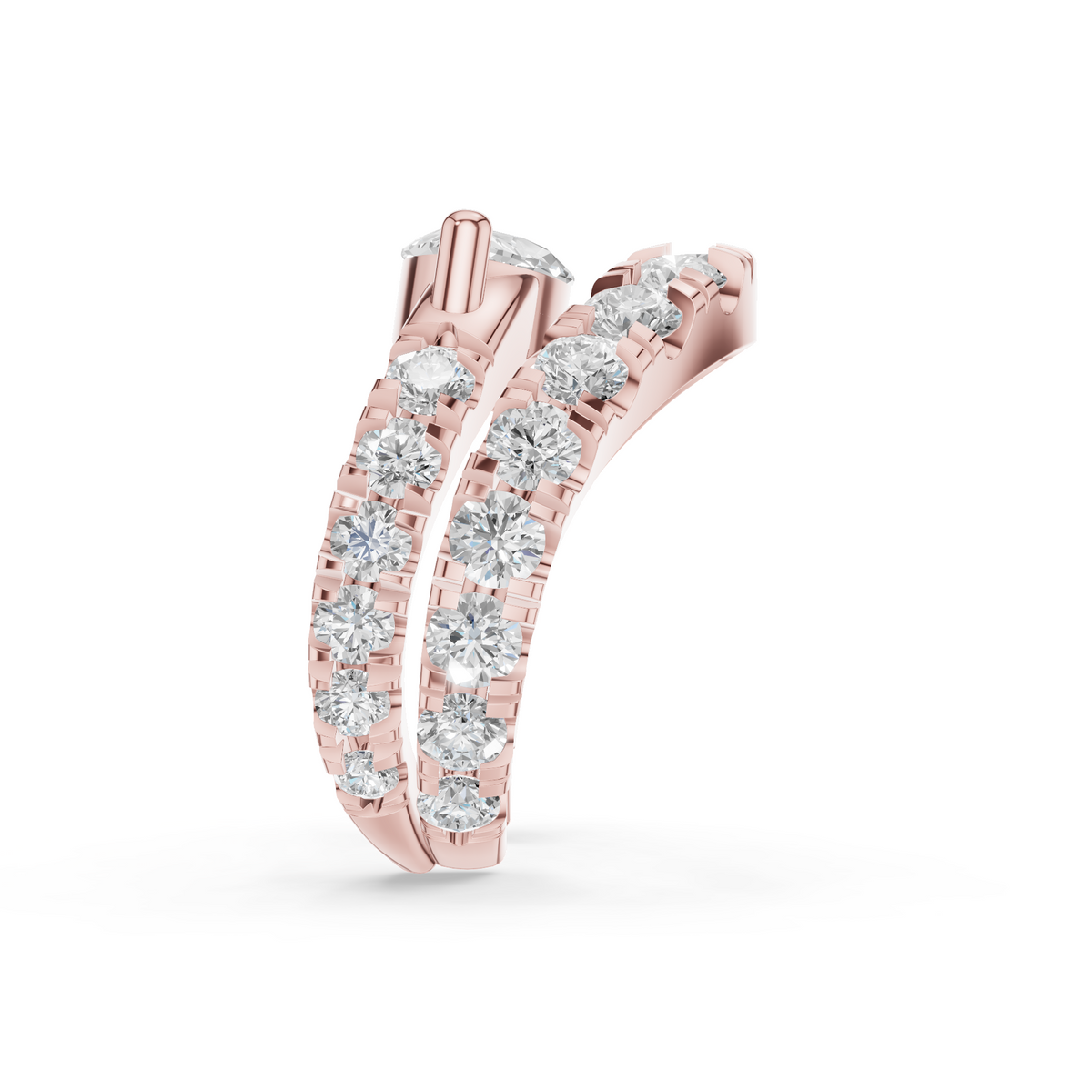A single 0.46ct marquise diamond ear cuff surrounded by a graduated pavé halo, set in 14K rose gold.