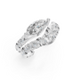 A single 0.46ct marquise diamond ear cuff surrounded by a graduated pavé halo, set in 14K white gold.