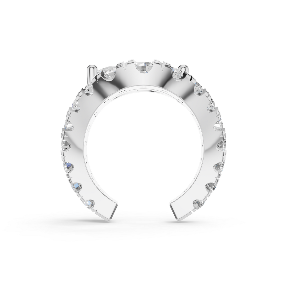 A single 0.46ct marquise diamond ear cuff surrounded by a graduated pavé halo, set in 14K white gold.