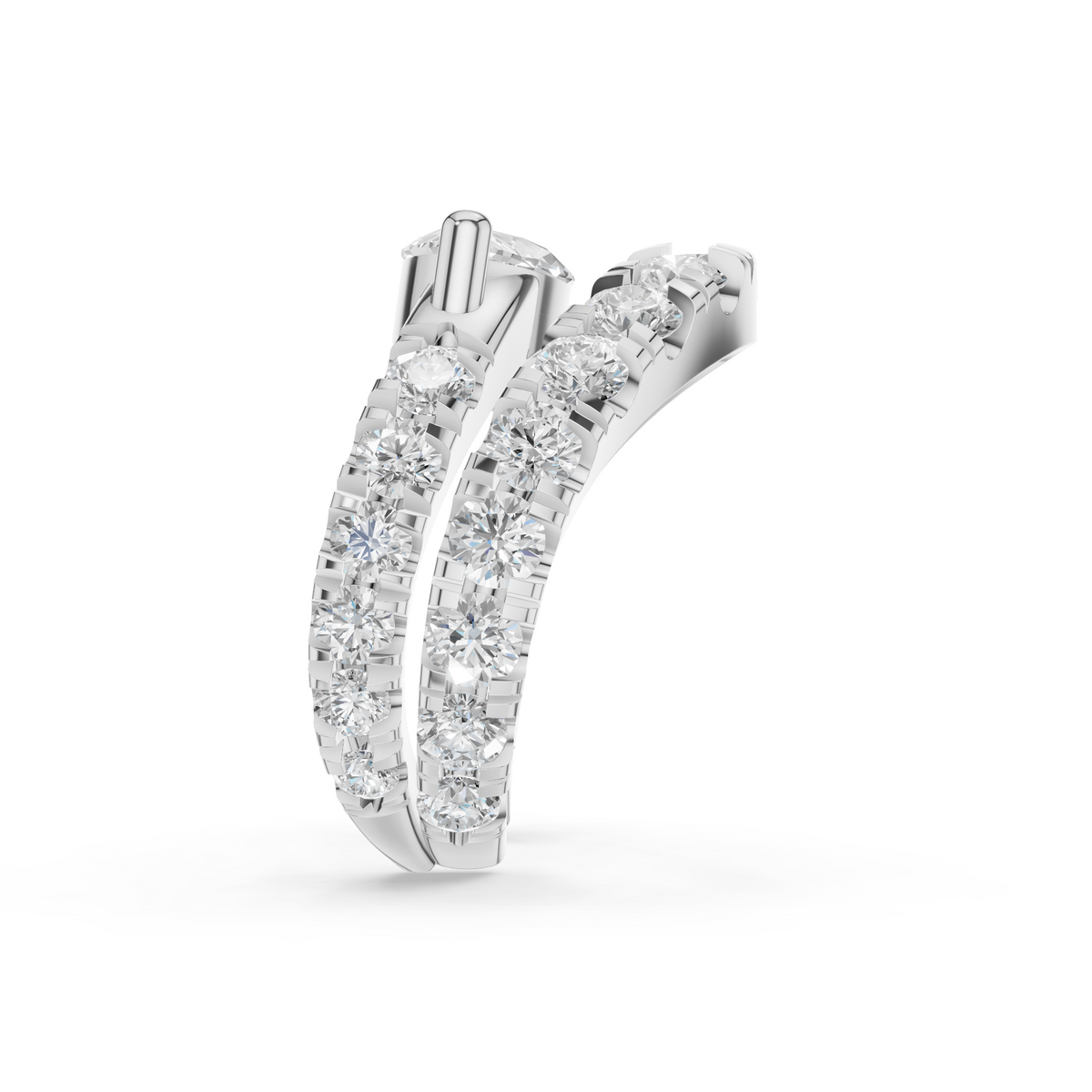 A single 0.46ct marquise diamond ear cuff surrounded by a graduated pavé halo, set in 14K white gold.