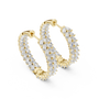 Pair of diamond hoop earrings on a white background