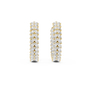 Pair of diamond hoop earrings on a white background