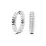 Pair of diamond hoop earrings on a white background