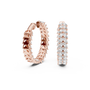 Rose gold hoop earrings with diamond accents on a white background