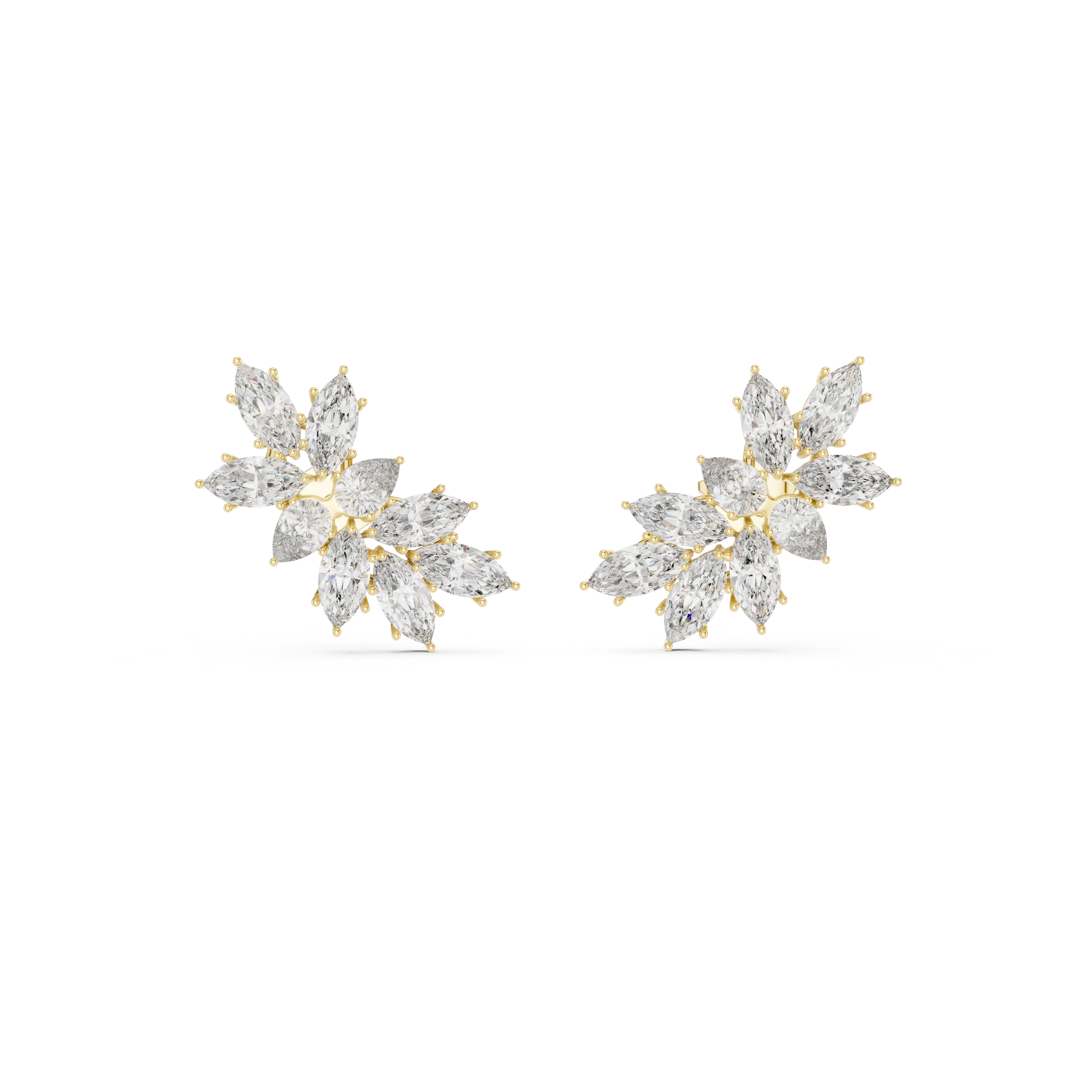 Pair of diamond earrings on a white background