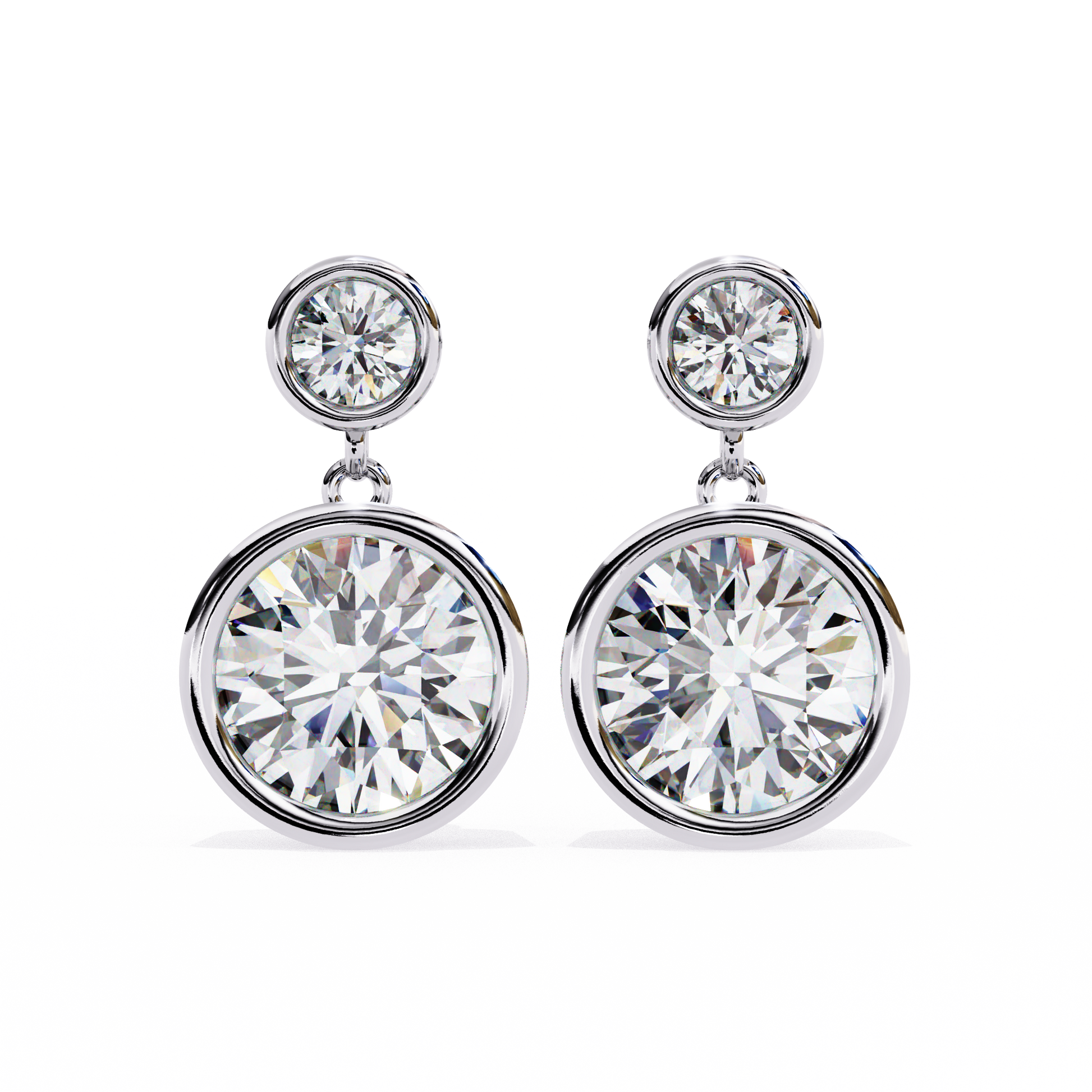 Pair of diamond earrings on a white background