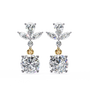 Pair of diamond earrings with gold accents on a white background