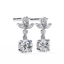 Pair of diamond earrings on a white background