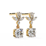 Pair of diamond earrings with gold accents on a white background
