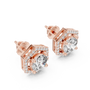 Hexagonal diamond earrings with gold accents on a white background