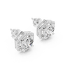 Hexagonal diamond earrings with gold accents on a white background