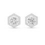 Hexagonal diamond earrings on a white background