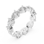 full eternity band features a unique, horizontal arrangement of Pear-cut diamonds