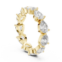 full eternity band features a unique, horizontal arrangement of Pear-cut diamonds
