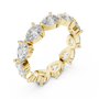 full eternity band features a unique, horizontal arrangement of Pear-cut diamonds