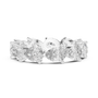 full eternity band features a unique, horizontal arrangement of Pear-cut diamonds