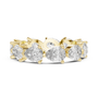 full eternity band features a unique, horizontal arrangement of Pear-cut diamonds